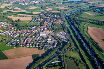 From the west in the district Neumühl in Kehl in the state Baden-Wuerttemberg, Germany