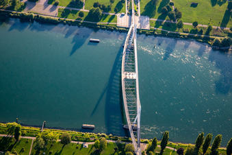 Bridge of the Two Banks to the Garden of the Two Banks over the Rhine to Strasbourg in Kehl in the state Baden-Wuerttemberg, Germany
