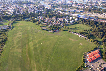 Aerial view of Aérodrome Strasbourg polygons in the district Port du Rhin Centre Ouest in Straßburg in the state Bas-Rhin, France