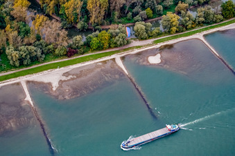Aerial photograpy of Neuburgweier, customs port in Au am Rhein in the state Baden-Wuerttemberg, Germany