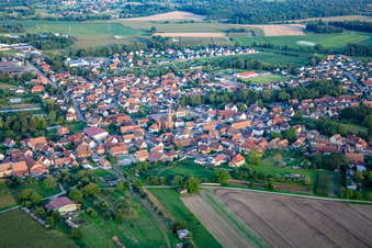 Obenheim in the state Bas-Rhin, France from above