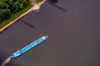 Neuburgweier, customs port in Au am Rhein in the state Baden-Wuerttemberg, Germany from above