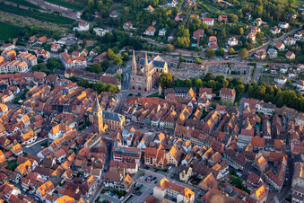 Aerial view of Church of Saints Peter and Paul in Obernai in the state Bas-Rhin, France