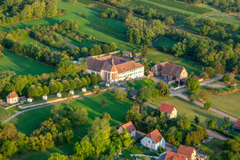 Aerial view of Bischenberg Convent in Bischoffsheim in the state Bas-Rhin, France