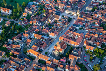 Rue du Gén de Gaulle with Porte basse ou Porte de la Vierge, Tour de l'Ecole, Tour de l'Horloge ou Zittgloeckel in Rosheim in the state Bas-Rhin, France