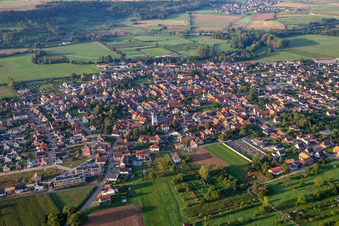 Schwindratzheim in the state Bas-Rhin, France from the drone perspective