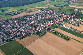 Aerial photograpy of From the north in Minfeld in the state Rhineland-Palatinate, Germany