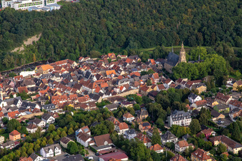 Aerial view of Historic old town from the north in Meisenheim in the state Rhineland-Palatinate, Germany