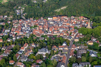 Aerial view of Historic old town from the west in Meisenheim in the state Rhineland-Palatinate, Germany