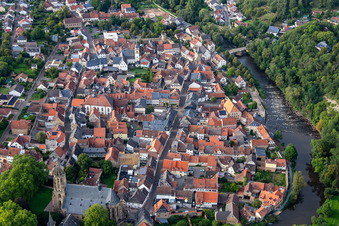 Untergasse and Glan from the south in Meisenheim in the state Rhineland-Palatinate, Germany