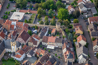 Reporting Square at the old city wall with debtor's tower and citizen's tower in Meisenheim in the state Rhineland-Palatinate, Germany