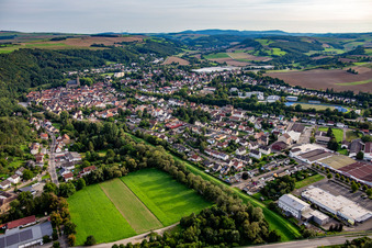 Aerial view of From the north in the Glan valley in Meisenheim in the state Rhineland-Palatinate, Germany