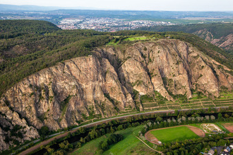 Aerial photograpy of The Rotenfels "highest cliff between Norway and the Alps in Traisen in the state Rhineland-Palatinate, Germany