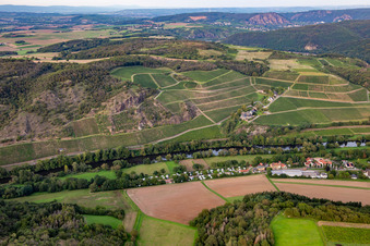 Camping Nahetal from the south in Oberhausen an der Nahe in the state Rhineland-Palatinate, Germany