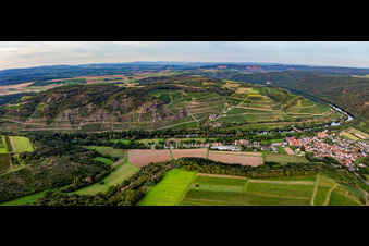 Hermannsberg vineyards on steep slopes above the Nahe in Niederhausen in the state Rhineland-Palatinate, Germany