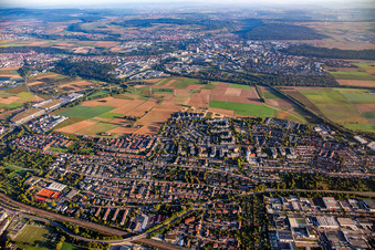 Aerial view of From the south in the district Hohenstange in Tamm in the state Baden-Wuerttemberg, Germany