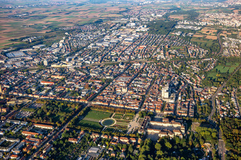 Aerial view of From the northeast in Ludwigsburg in the state Baden-Wuerttemberg, Germany