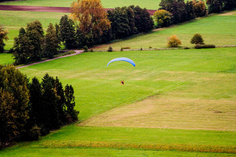 Otterbachtal in Minfeld in the state Rhineland-Palatinate, Germany seen from above
