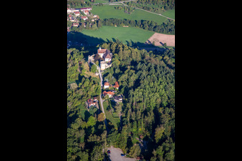 Aerial view of Ebersberg Castle in the district Lippoldsweiler in Auenwald in the state Baden-Wuerttemberg, Germany
