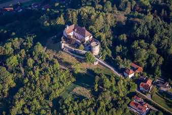 Aerial photograpy of Ebersberg Castle in the district Lippoldsweiler in Auenwald in the state Baden-Wuerttemberg, Germany