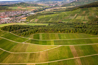Aerial photograpy of Großbottwar vineyard in the district Kleinbottwar in Steinheim an der Murr in the state Baden-Wuerttemberg, Germany