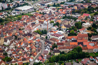 Historic old town with Palmbräu Epping GmbH & Co. KG brewery in Eppingen in the state Baden-Wuerttemberg, Germany