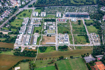 Drone image of Technology Park Karlsruhe in the district Rintheim in Karlsruhe in the state Baden-Wuerttemberg, Germany
