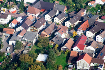 Aerial view of Main Street in the district Urloffen in Appenweier in the state Baden-Wuerttemberg, Germany