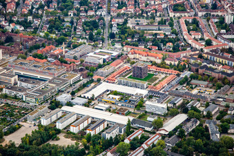 Oblique view of Municipal Hospital Karlsruhe in the district Nordweststadt in Karlsruhe in the state Baden-Wuerttemberg, Germany