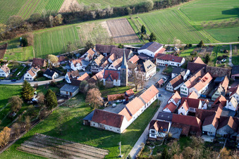 Aerial view of Village view in the district Klingen in Heuchelheim-Klingen in the state Rhineland-Palatinate, Germany