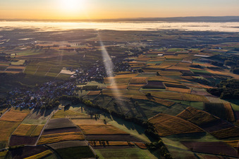 Bird's eye view of Oberhoffen-lès-Wissembourg in the state Bas-Rhin, France