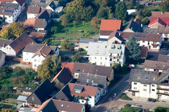 Main Street in the district Urloffen in Appenweier in the state Baden-Wuerttemberg, Germany from the plane