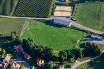 Aerial view of Clubhouse Football Club in Steinseltz in the state Bas-Rhin, France