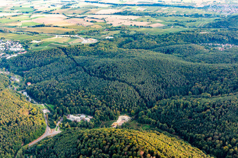Aerial photograpy of Construction site of the west tunnel portal for the Astrid Tunnel for the underpass and bypass of Bad Bergzabern between B427 (Kurtalstraße) and B38 (Weinstraße) in Bad Bergzabern in the state Rhineland-Palatinate, Germany