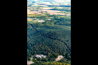 Construction site of the west tunnel portal for the Astrid Tunnel for the underpass and bypass of Bad Bergzabern between B427 (Kurtalstraße) and B38 (Weinstraße) in Bad Bergzabern in the state Rhineland-Palatinate, Germany from above