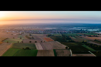 From the north in the morning mist in Kapsweyer in the state Rhineland-Palatinate, Germany