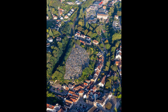 Aerial view of Cemetery of Niederbronn les Bains in Niederbronn-les-Bains in the state Bas-Rhin, France