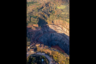 Aerial view of Quarry Albersweiler Basalt-AG in Albersweiler in the state Rhineland-Palatinate, Germany
