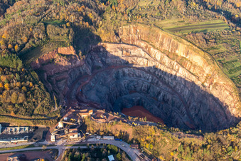Aerial photograpy of Quarry Albersweiler Basalt-AG in Albersweiler in the state Rhineland-Palatinate, Germany