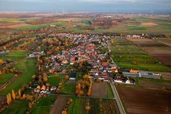 Aerial view of Village view from the west in Winden in the state Rhineland-Palatinate, Germany