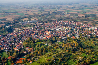 Town center with Holy Cross Church in Renchen in the state Baden-Wuerttemberg, Germany