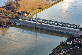 Rhine bridges Maxau in the district Knielingen in Karlsruhe in the state Baden-Wuerttemberg, Germany