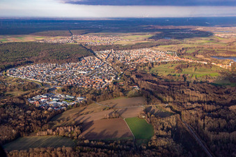 In winter from the southwest in Jockgrim in the state Rhineland-Palatinate, Germany