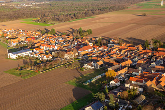 Cemetery from the southwest in the district Hayna in Herxheim bei Landau in the state Rhineland-Palatinate, Germany