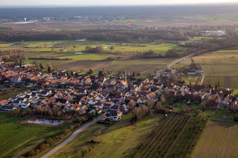 Aerial view of From the north in Erlenbach bei Kandel in the state Rhineland-Palatinate, Germany