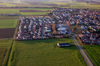 New development area Brotäcker from the west in Steinweiler in the state Rhineland-Palatinate, Germany