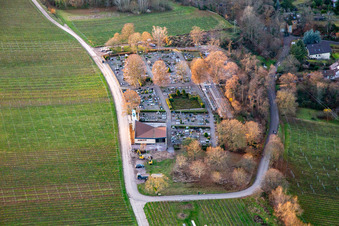 Cemetery at sunset in winter in Klingenmünster in the state Rhineland-Palatinate, Germany