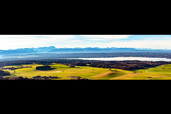 With Alpine panorama around the Zugspitze in Starnberger See in the state Bavaria, Germany