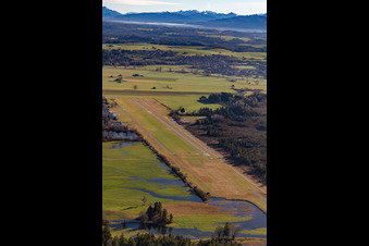Aerial view of Gliding airfield Königsdorf in the district Wiesen in Königsdorf in the state Bavaria, Germany