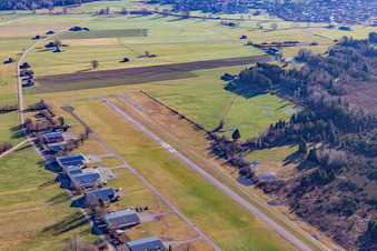 Aerial photograpy of Gliding airfield Königsdorf in the district Wiesen in Königsdorf in the state Bavaria, Germany